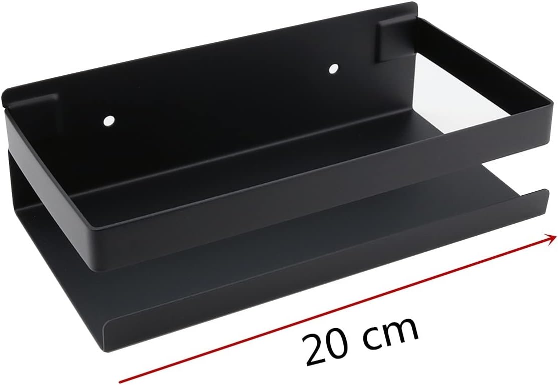 Modern Matte Black Shower Caddy with 20cm Shelves