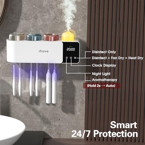 iHave UV Toothbrush Sanitizer and Holder with Aromatherapy and Night Light