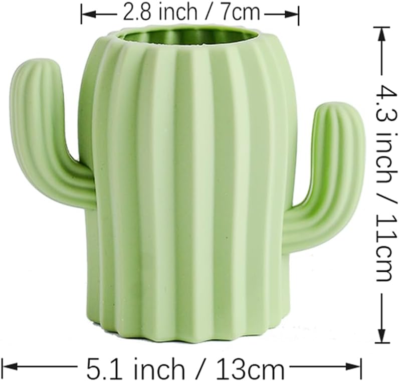 Maxramic Silicone Kids Cactus Toothbrush Holder Unbreakable Green