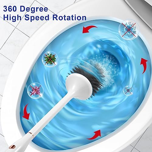Electric Toilet Brush with Rechargeable Battery and Ventilated Holder
