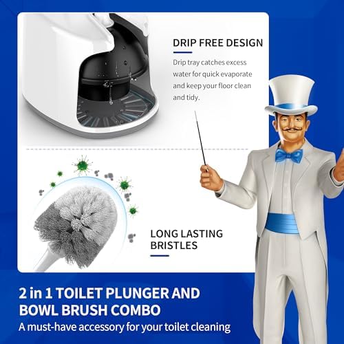 MRSIGA Toilet Plunger and Brush Set with Holder