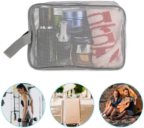 Mozeat Lens Mesh Shower Caddy Bag Tote Grey