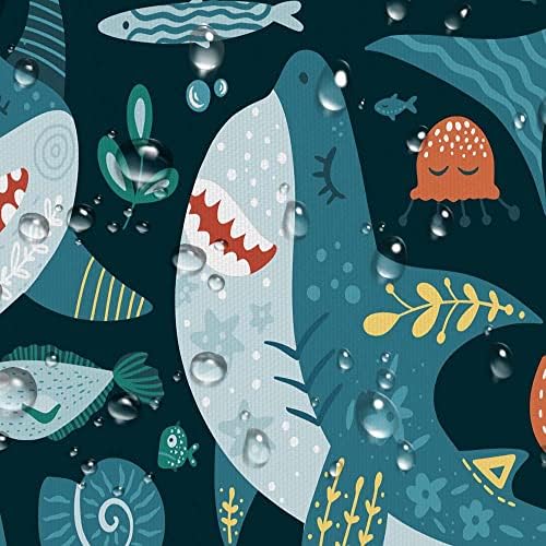 Cute Shark Shower Curtain for Kids Bathroom 69x70 Inches
