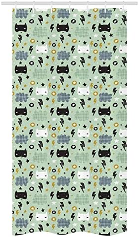 Ambesonne Cartoon Super Hero Stars Clouds Shower Curtain Set