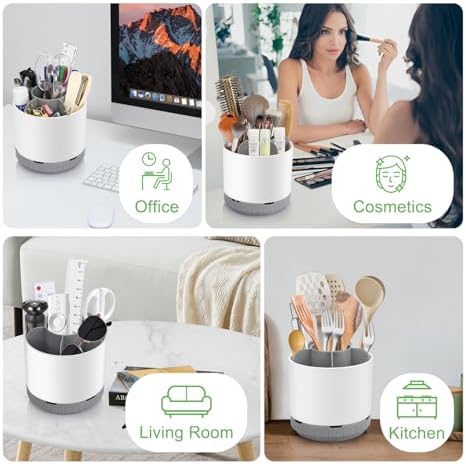 GFWARE 6-Slot Rotating Toothbrush Holder for Bathroom Countertop Storage