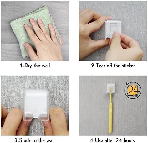 LUEXBOX 4PCS Wall Mounted Toothbrush Holder with Cover