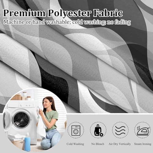 Velaequezii Grey Striped Shower Curtain Set 71x74 Inch