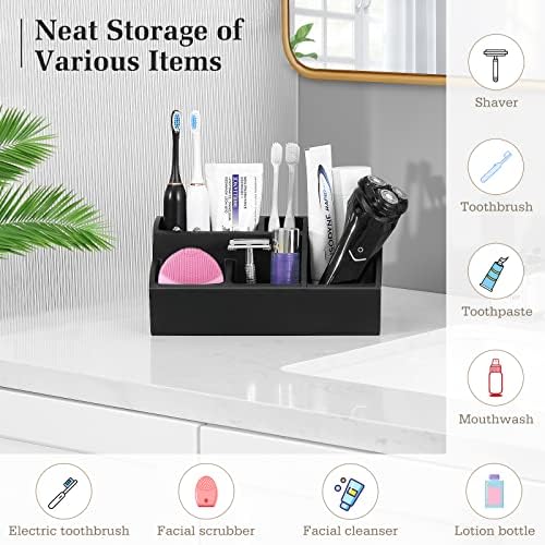 Luxspire 5 Slot Bathroom Counter Organizer with Drainage Matte Black