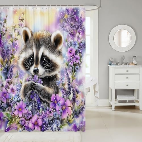 Feelyou Kids Raccoon Shower Curtain Set 72x72