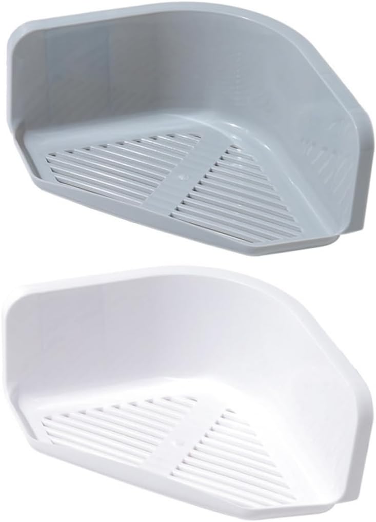 2pcs No Punching Triangle Storage Rack for Bathroom and Kitchen