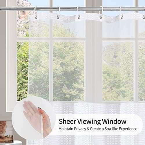 MitoVilla White Waffle Shower Curtain Set with Liner 1