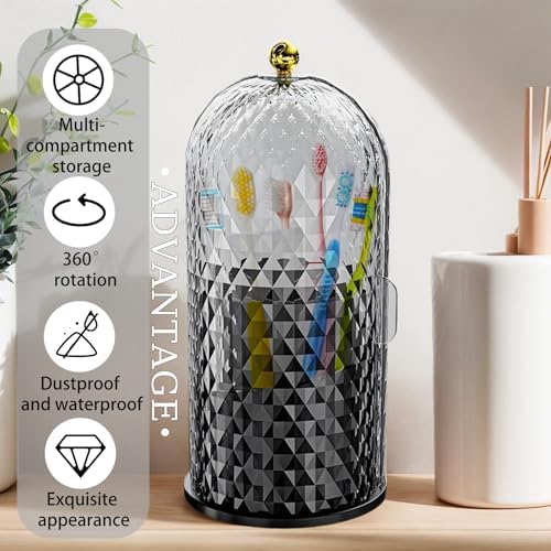 ONEPEACE 3-Slot Rotating Toothbrush Holder with Sliding Lid