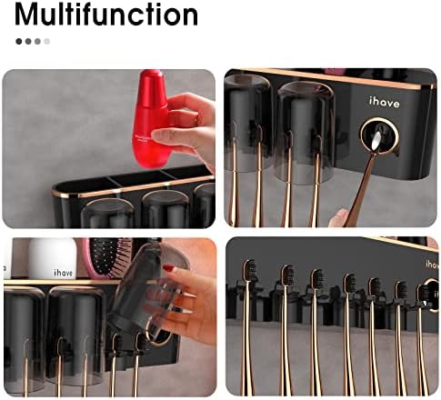 iHave Toothbrush Holder with Dispenser and Storage