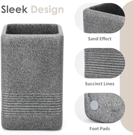 INIUNIK 2PCS Resin Toothbrush Holder Set Dark Grey
