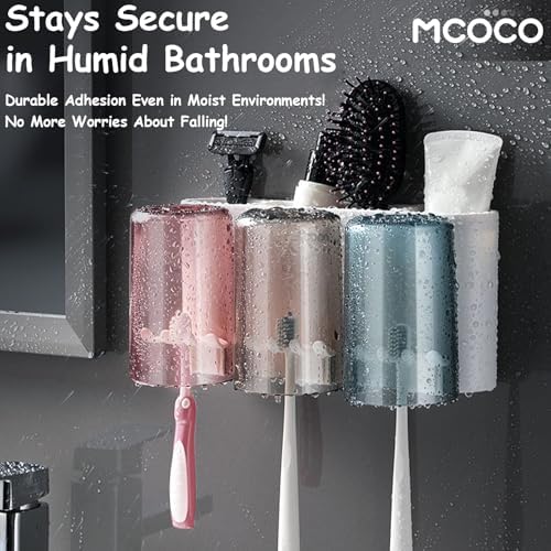 MCOCO Wall Mounted Toothbrush Holder with 2 Cups and 4 Slots