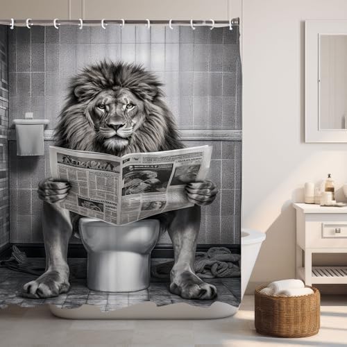 Funny Lion Shower Curtain Set for RV Travel