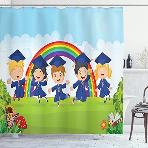 Ambesonne Graduation Shower Curtain Set with Hooks