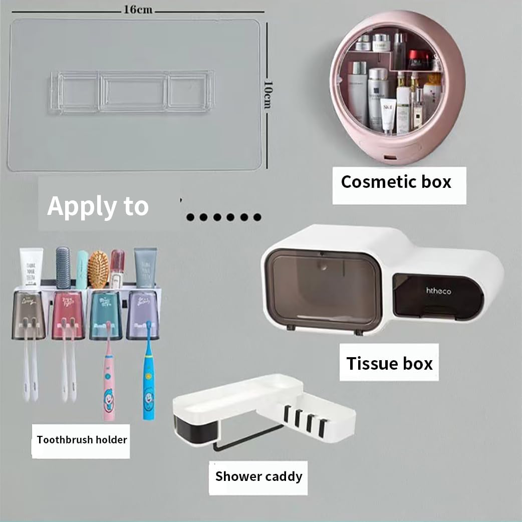 2 PCS Rectangular Shower Caddy with Self-Adhesive Hooks