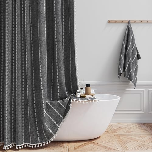 BTTN 78 Inch Long Shower Curtain Set with Hooks