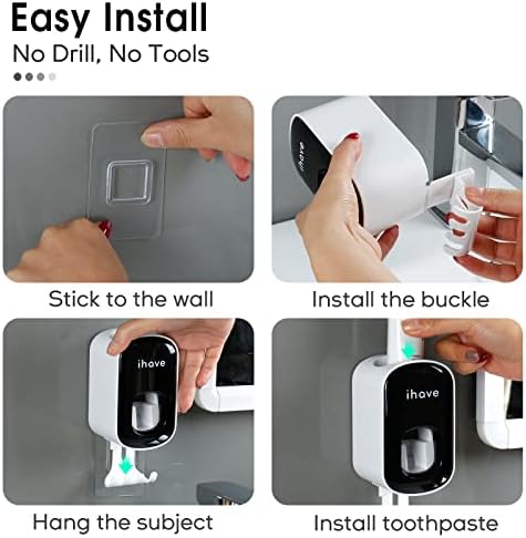 iHave Toothbrush Holder with Dispenser - Easy Mount Sturdy and Stylish