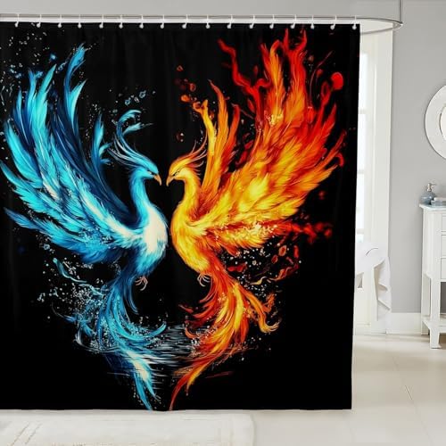 Feelyou Kids Phoenix Shower Curtain Set Blue Red 72x84