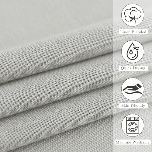 KGORGE Semi Sheer Linen Shower Curtain - 72x90 Inches Grey with Hooks