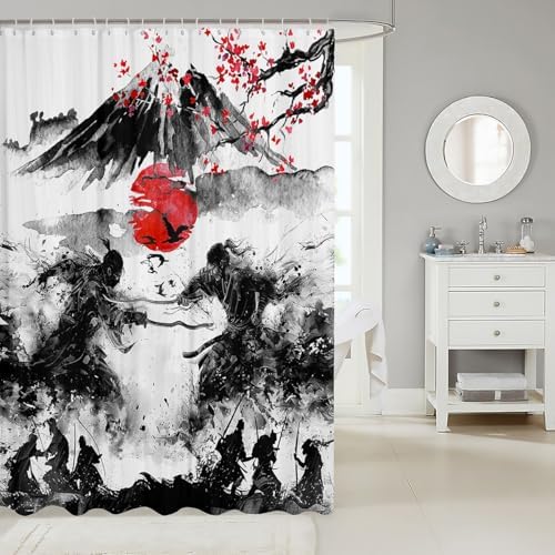 Feelyou Samurai Sunset Bath Curtain 72x72 Waterproof