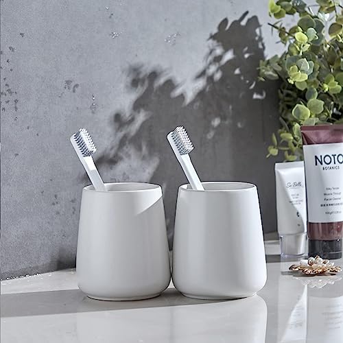 Eyrozia White Ceramic Toothbrush Holder for Bathroom