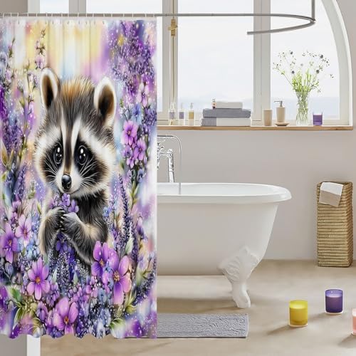 Feelyou Kids Raccoon Shower Curtain Set 72x72