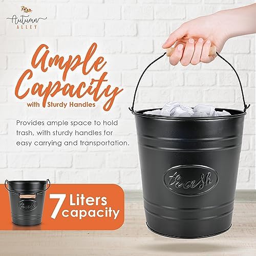 Autumn Alley Farmhouse Trash Can and Toilet Brush Set - Black 1