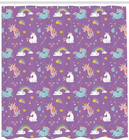 Ambesonne Magic Unicorn Rainbow Shower Curtain 69x84