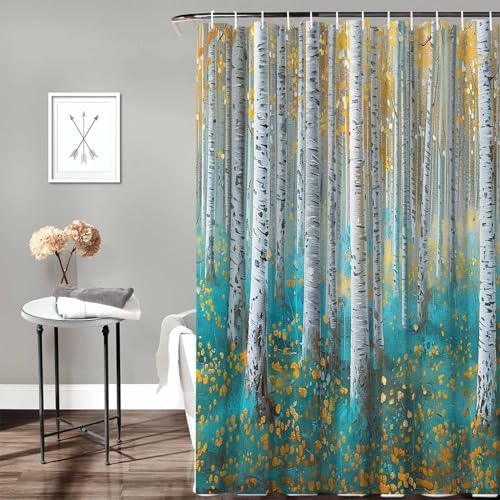 Funnywall88 72 Inches Branch Plant Art Shower Curtain Set with 12 Hooks