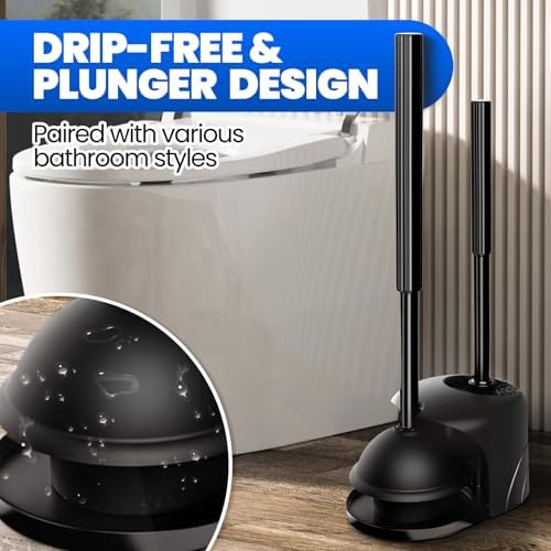 Denvlex 2Pack 2 in 1 Toilet Brush and Plunger Set