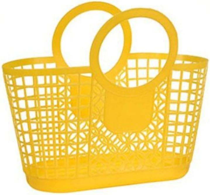 1PCS Durable Hollow Storage Basket for Kitchen and Shower Yellow