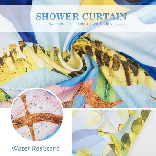 Funny Cat Shower Curtain Set with 12 Hooks 72x72