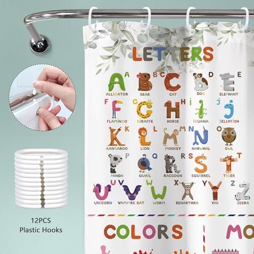 Mitpok Kids Alphabet ABC Cartoon Animal Shower Curtain