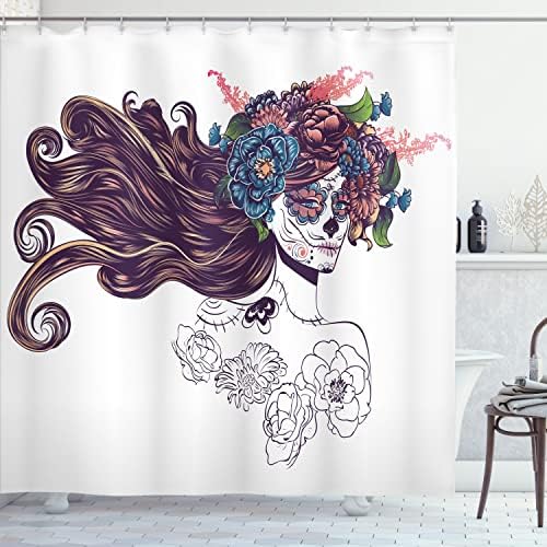 Ambesonne Ethnic Shower Curtain Set with Hooks 69 x 75 Purple Green