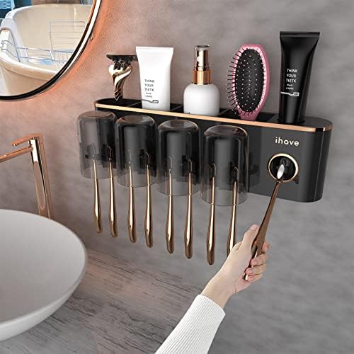 iHave Toothbrush Holder with Dispenser and Storage