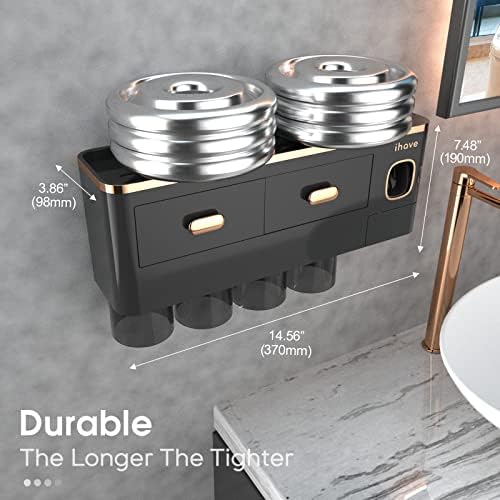 iHave Toothbrush Holder with Toothpaste Dispenser and Cosmetic Drawers