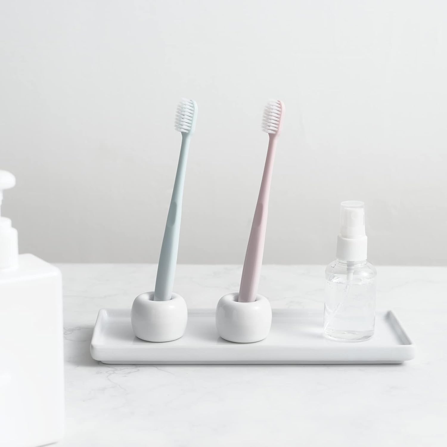 Mini Ceramic Toothbrush Holder 2-Piece Set 1