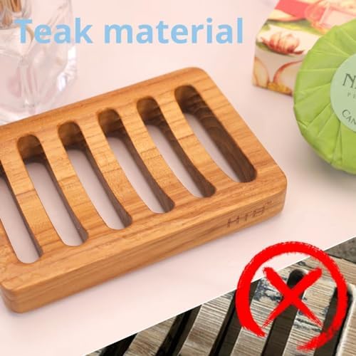 HTB Teak Wood Slotted Soap Holder for Shower Sink and RV