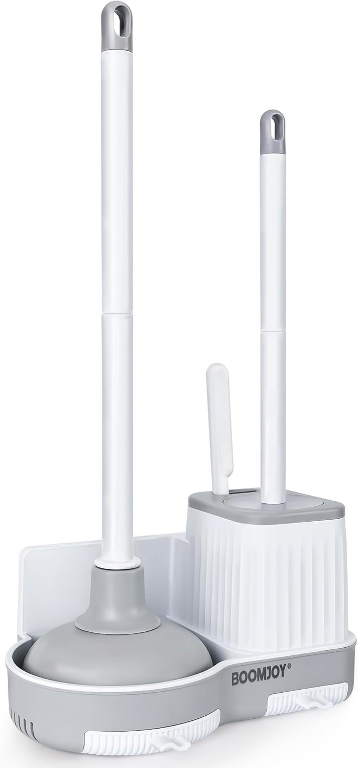BOOMJOY Toilet Brush and Plunger Set with Hidden Holder