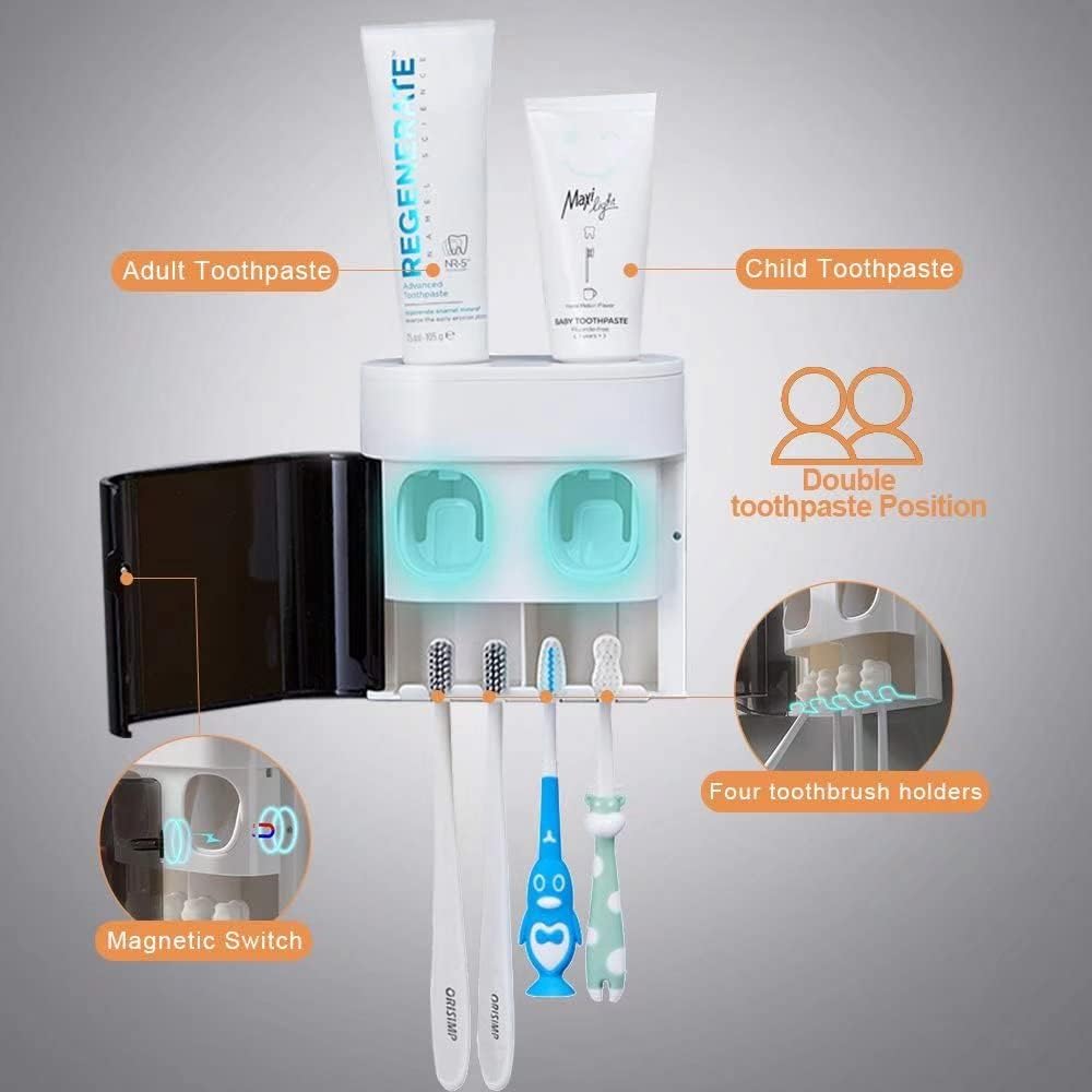StAider Wall-Mounted Electric Toothbrush Holder with Storage and Toothpaste Squeezers