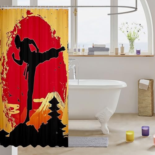 Feelyou Kids Taekwondo Shower Curtain Set 72x84 1