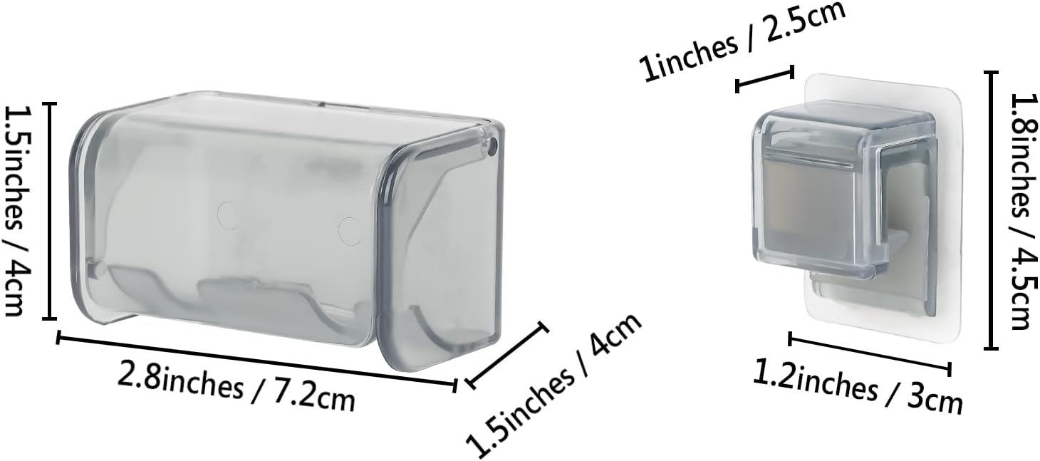 LUEXBOX Wall Mounted Toothbrush Holder with Cover and Clip