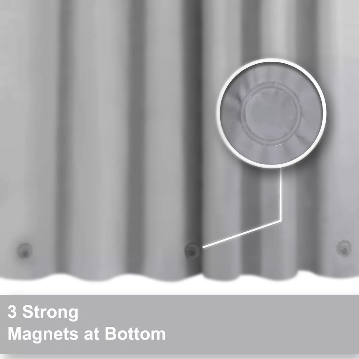 Grey Shower Curtain Liner with 12 Hooks