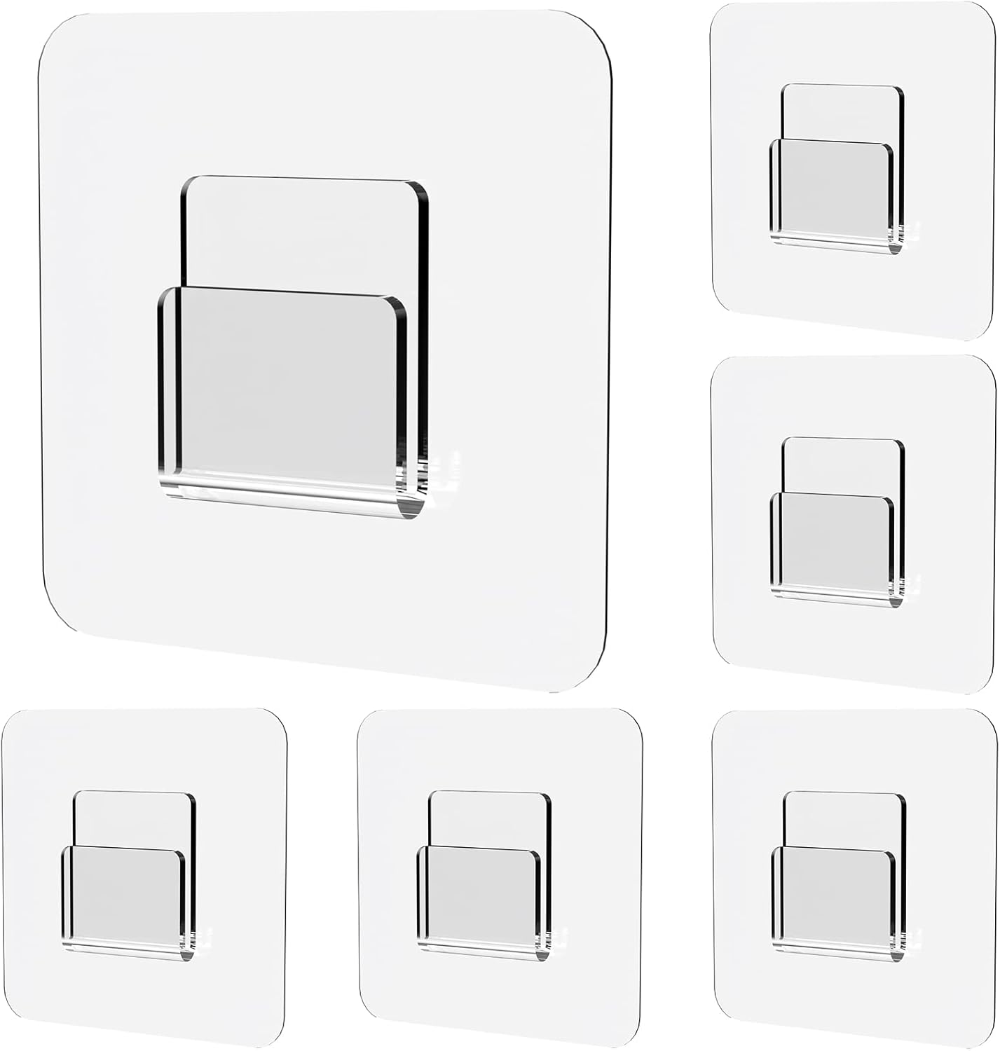 Jovware Adhesive Shower Caddy Hooks - 6 Pack Strong Transparent Flat Hooks