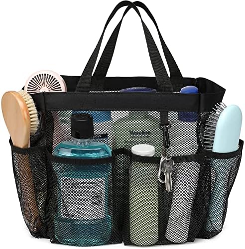 Mesh Shower Caddy Basket with Handle - Black