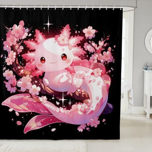 Feelyou Kawaii Axolotl Shower Curtain Set 72x78