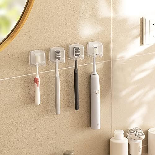 LUEXBOX 4PCS Wall Mounted Toothbrush Holder with Cover